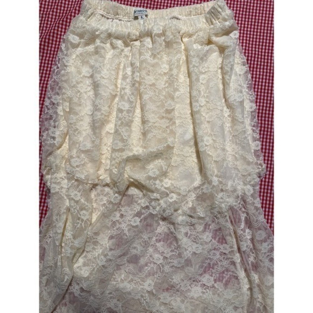 Earthbound Trading Co Lace Tiered Maxi Skirt Cream Boho Festival Size S